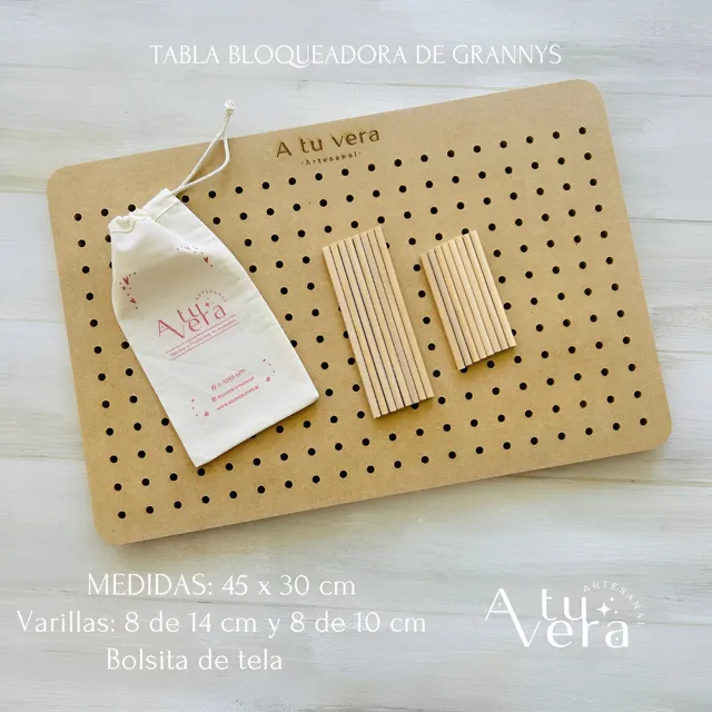 Tabla Bloqueadora De Grannys Squares 40x30cm Incl 16 Varilla