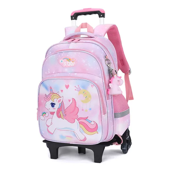 Mochila De Carrito Unicornio Bolsa Primaria Las Ruedas Mochilas Con Ruedas