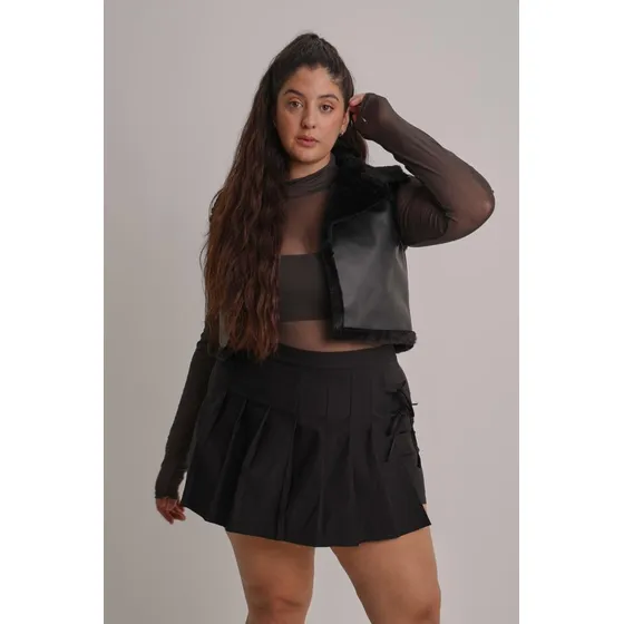 Chaleco Cuerina Con Piel Mujer Naif