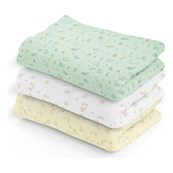 Kit Cueiro Flanelado Estampado 3 Peças Neutro - Papi