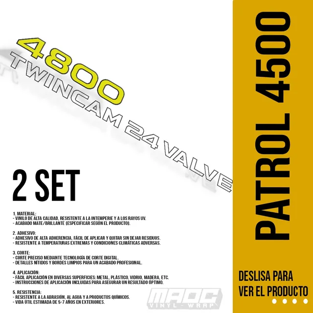 Nissan Patrol Calcomanías 4500 24 Valve