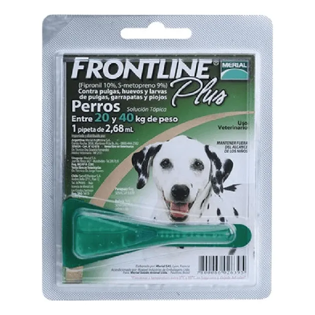Antiparasitario Frontline Plus Perros De 20 - 40kg Verde