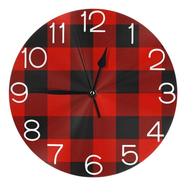 Reloj Pared Redondo 10  Diseño Bufalo Negro Rojo Cuadro Para