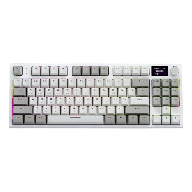 Teclado Inalambrico Gamer Attack Shark K86 con pantalla Color Gris Retro Switch Blue Whale