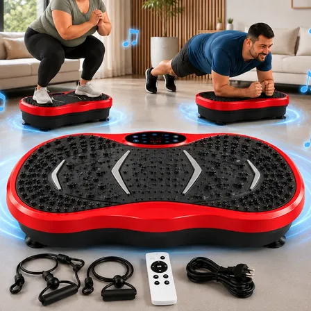 Plataforma Vibratória Fitness Bluetooth + Controle Remoto Preto E Vermelha