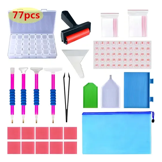Kit De Pintura Diamante, 77 Pzs, Herramientas Y Accesorios Para Diamante Painting, Incluye Pinceles, Cajas De Almacenamiento Y Puntas Para Pintar,kit De Pintura Decorativa Bricolaje,  Marca Oraab