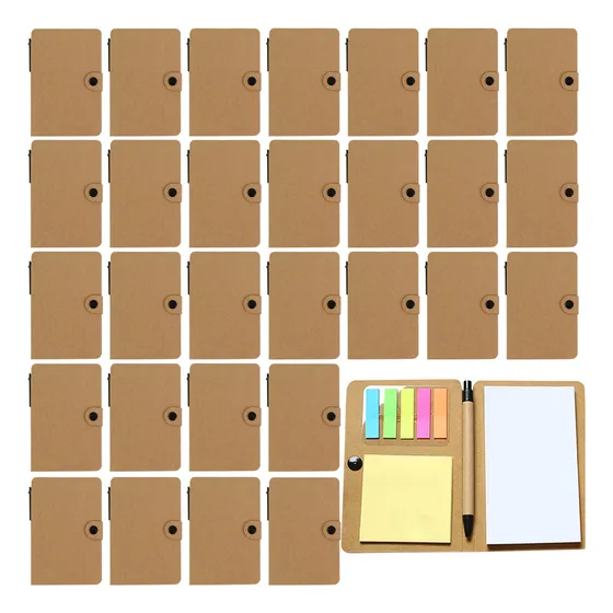 30 Pzs Libreta Ecológica Con Notas Adhesivas Post It Y Pluma