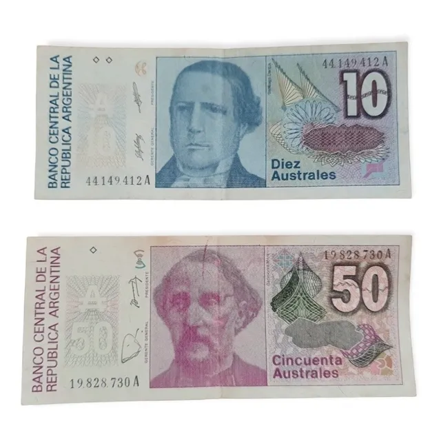 Billete De 50 Y 10 Australes