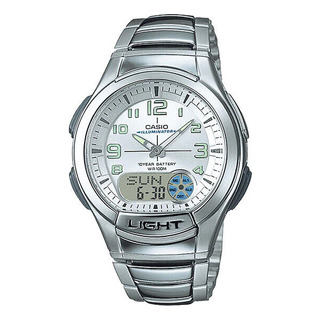 Reloj Casio Anadigi Aq-180wd-7bvdf Para Hombre, Correa De Acero Inoxidable, Color Plateado, Bisel, Color Plateado, Fondo Plateado Reloj Casio Anadigi Aq-180wd-7bvdf Para Hombre, Correa De Acero Inoxidable, Color Plateado, Bisel, Color Plateado, Fondo Plateado
