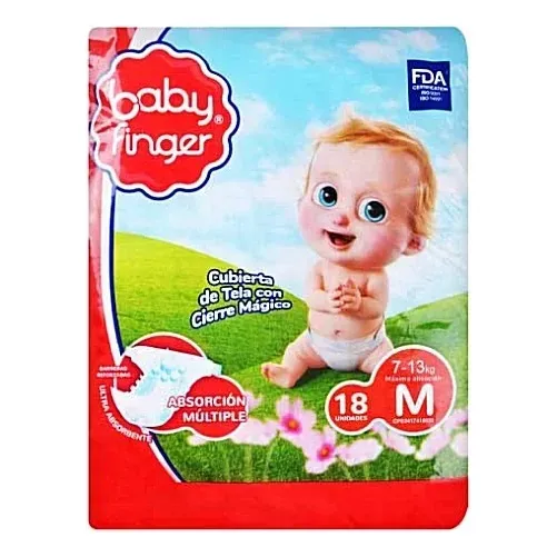 Pañales Baby Finger M Bulto De 6pqts De 18und