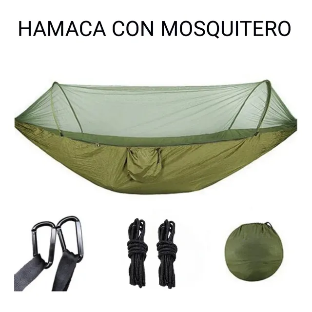 Hamaca Con Mosquitero Mosquetones Y Correas