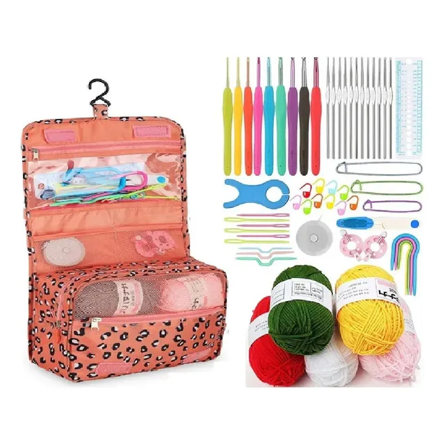 Set De Crochet Lanas Y Accesorios Para Tejer Con Bolsito 60