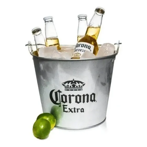 Balde Corona Para Cerveza Con Destapador En Laterales Color Gris
