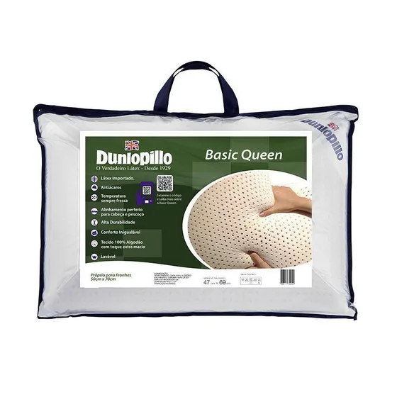 Travesseiro inteligente Dunlopillo Basic Queen tradicional 70cm x 50cm x 15cm cor branca