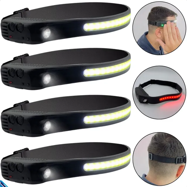 Lanterna Cabeça Led Recarregável À Prova D'água Sensor Kit 4