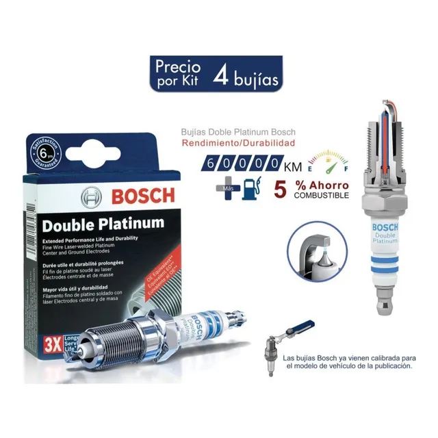 Bujia Bosch Vw Jetta A6 Mk6 2.0 Lts. Doble Punta Platino 4pz