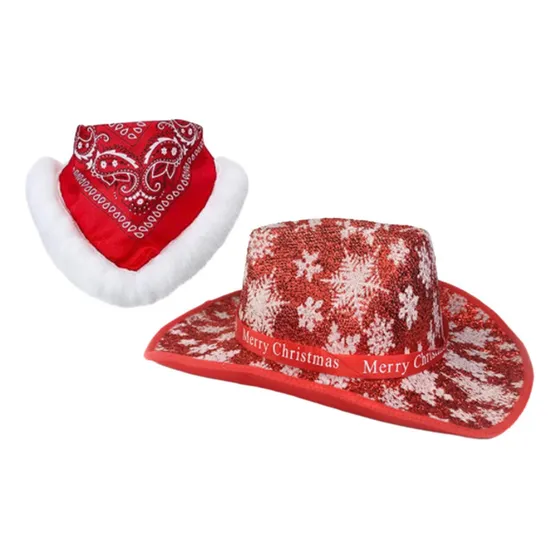 Sombrero De Vaquero De Navidad Con Bufanda, Estilo A