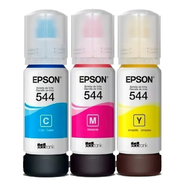 Kit de recarga de 3 tintas Epson T544: tinta de color amarillo, cian y magenta