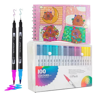 Conjunto De 100 Marcadores De Cores E Livro De Colorir De Ca Conjunto De 100 Marcadores De Cores E Livro De Colorir De Ca