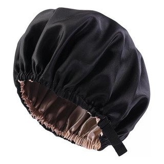 2 Mujeres Satén Seda Bonnet Doble Capa Negro Negro Los 36cm 2 Mujeres Satén Seda Bonnet Doble Capa Negro Negro Los 36cm