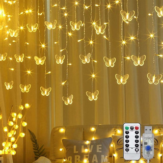 Cortina De Mariposas Con Luces Usb, 8 Modos, 120 Luces Led Cortina De Mariposas Con Luces Usb, 8 Modos, 120 Luces Led