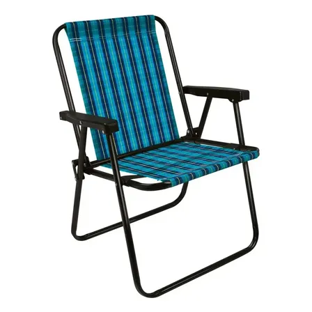 Cadeira Alta Mor Aço Xadrez Azul Marine 2052 Praia