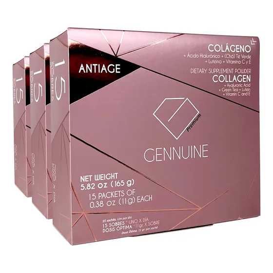 6 Gennuine Antiage Colageno Hidrolizado Bebible Plan 3 Meses