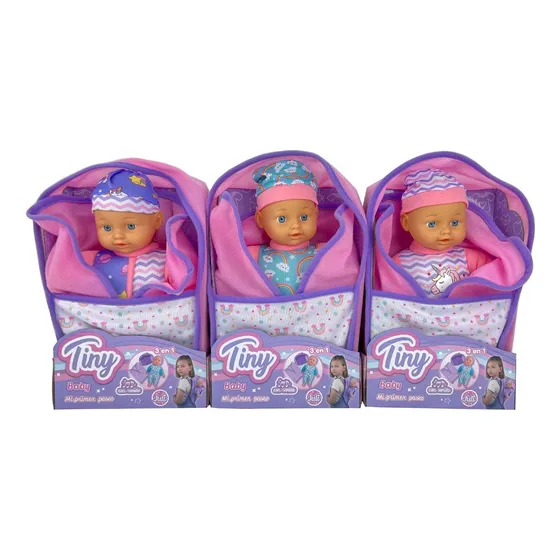 Tiny Baby Bebote Juli Con Mochila Y Sonidos 27cm Cuerpo Soft