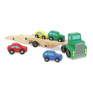 Melissa & Doug Camión Transportador Con 4 Autos De Madera Melissa & Doug Camión Transportador Con 4 Autos De Madera