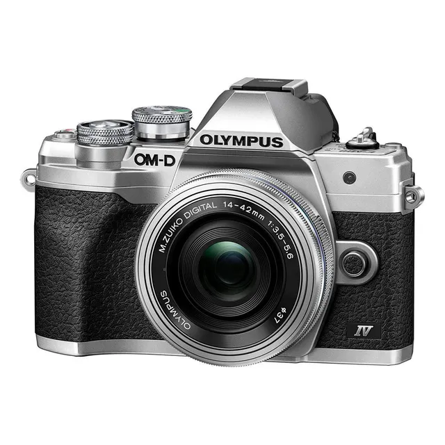 Cámara Olympus OM-D e-M10 Mark Iv plateada con lente 14-42 M