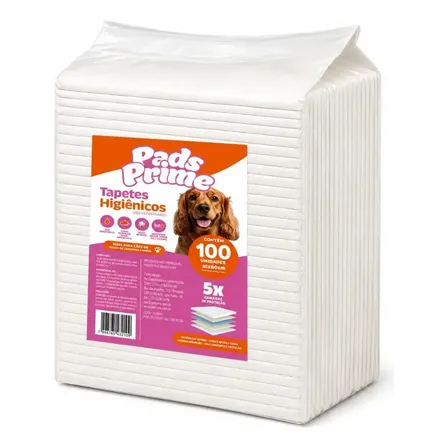 Tapetes Higiênico Cachorro Cães Pads Prime 80x60 100un Branco