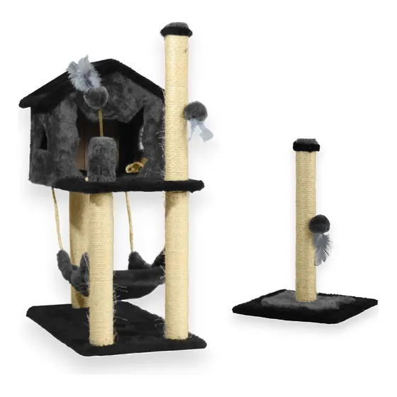 Arranhador Playground Brinquedo Casa Gato Kit Poste Sisal