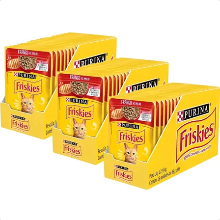 Kit 3 Caixas Friskies Frango Sachê Gato 85g - 45un