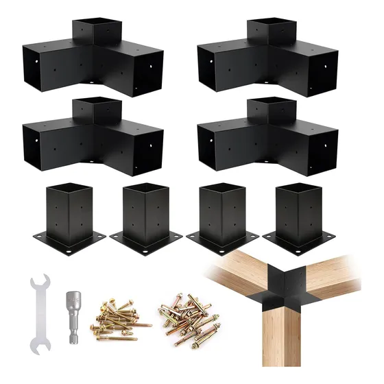 Herrajes Para Pergolas Soportes Para Vigas De Madera Negro