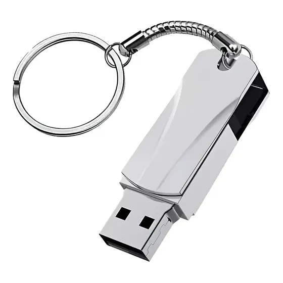 Pen Drive Usb 3.0 Portátil Com Chaveiro Metálico Externo Prateado