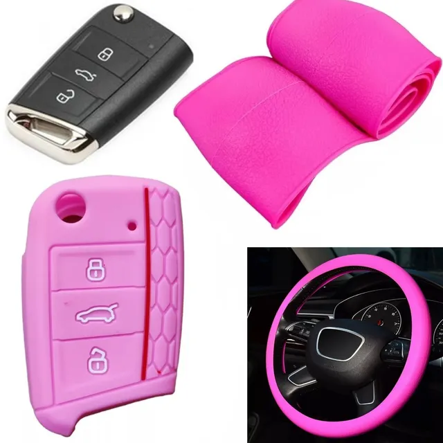 Cubre Volante + Funda Llave Silicona - Golf Mk7 Gti - Rosa