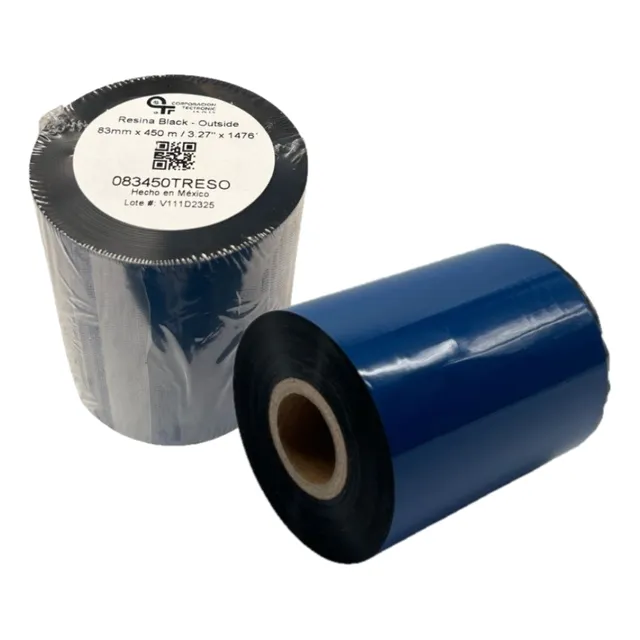 Ribbon Resina 83x450 Mm Cinta Térmica Para Etiquetas Negro