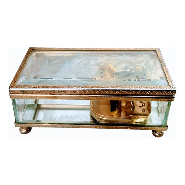 Caja Musical De Cristal Italiana Antigua Vintage