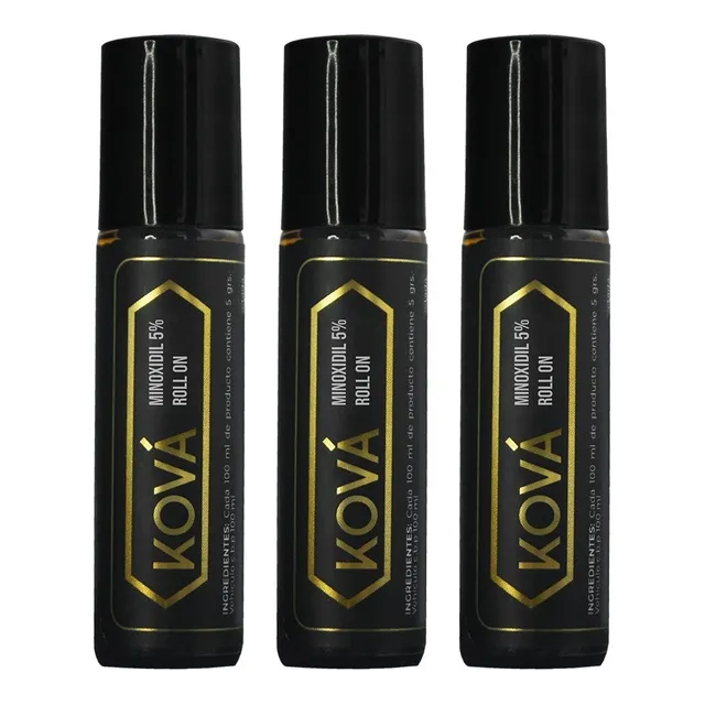 Minoxidil 5% Tratamiento Para Cabello Cejas y Barba Roll On 3 Pz