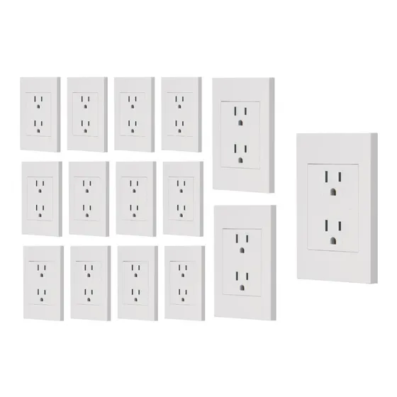 Kit De 15 Placas Contactos Dúplex 127 V, Color Blanco