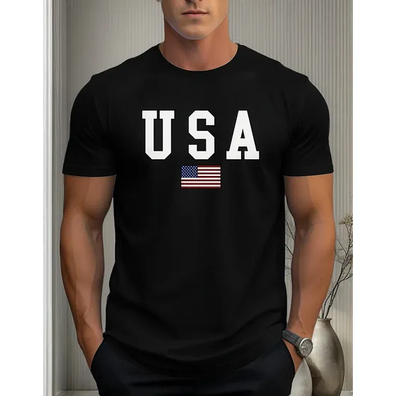 Camiseta Bandeira Eua Algodão Premium Estilo Estados Unidos