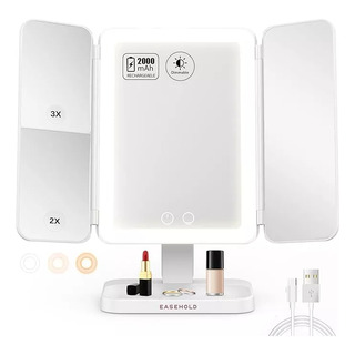 Espejo Para Maquillaje Con Luces Led Aumento 2+3x Plegable Espejo Para Maquillaje Con Luces Led Aumento 2+3x Plegable