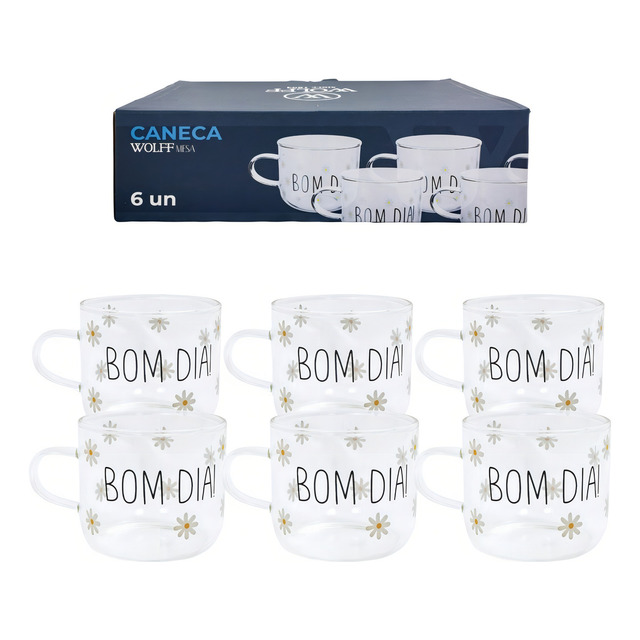 Caneca Bom Dia 120ml Chá CafĂ© XĂcara Mesa Borossilicato 6pçs Cor Transparente Caneca Bom Dia 120ml Chá CafĂ© XĂcara Mesa Borossilicato 6pçs Cor Transparente