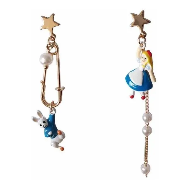 Aretes Alicia En El País De Las Maravillas Conejo Blanco