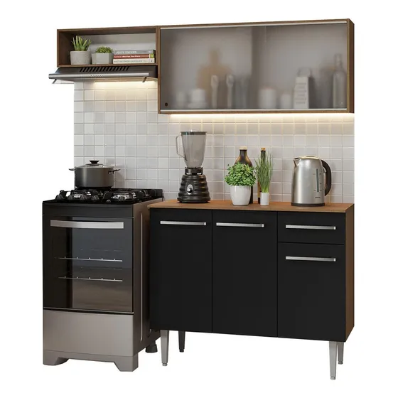 Cocina Integral Completa Modular Madesa Emilly 165cm Rustic/negro 03