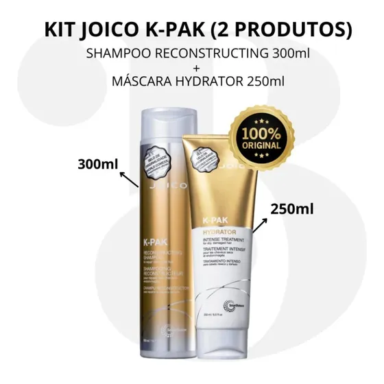 Joico K-pak Shampoo 300ml + Máscara Hydrator 250ml + Brinde!