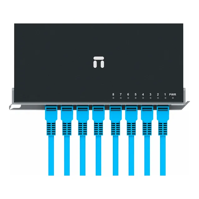Netis Switch Conmutador 8 Puertos Carcasa De Acero St108d Con Seguro De Conector Rj45 / 10/100 Mbps / Plug And Play / Protección Contra Rayos / Switch De Red Ethernet