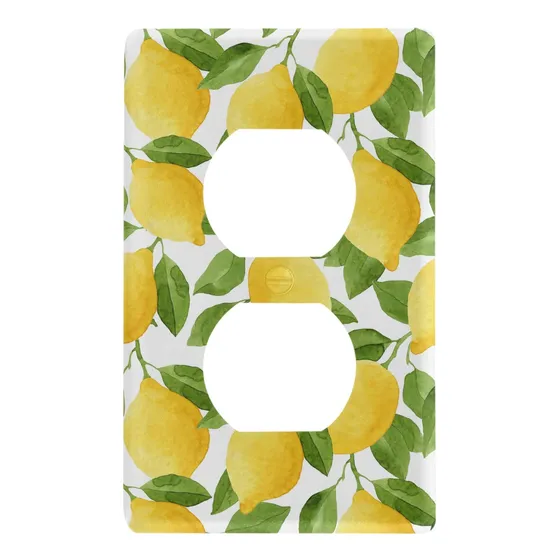 Placa Pared Hoja Limon Lima Cubierta Salida Duplex Fruta Luz
