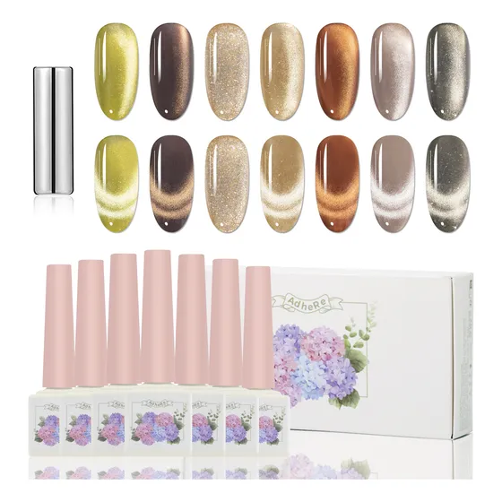 Esmaltes Uñas Gel Efecto Ojo Gato 12 Ml+liman, 7 Unidades