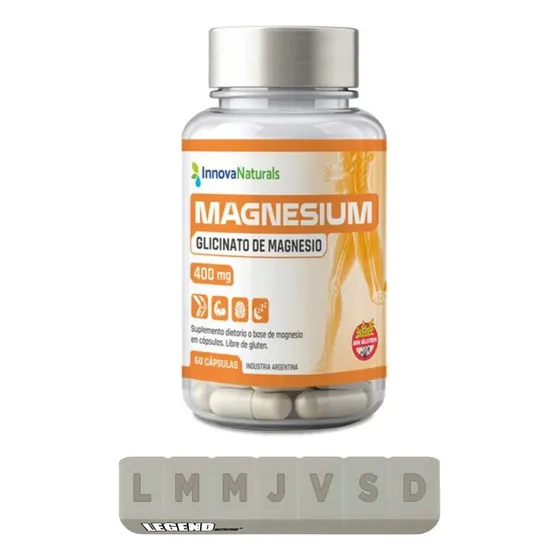 Innovanaturals Glicinato De Magnesio X 60 Cápsulas Sin Sabor + Pastillero Legend